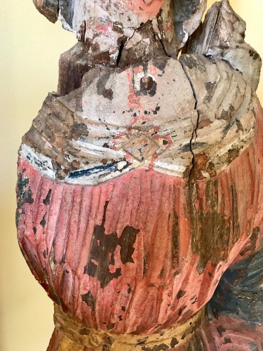 Moyen Âge - Grande Madone en bois polychrome, Italie XIVe siècle